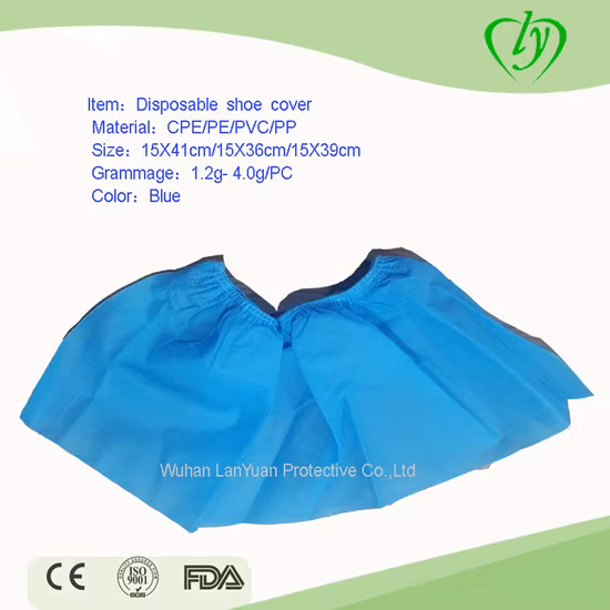 High Quality Mass Production Customized OEM Good Quality Disposable Machine Made 16*40cm PP Blue Shoe Cover