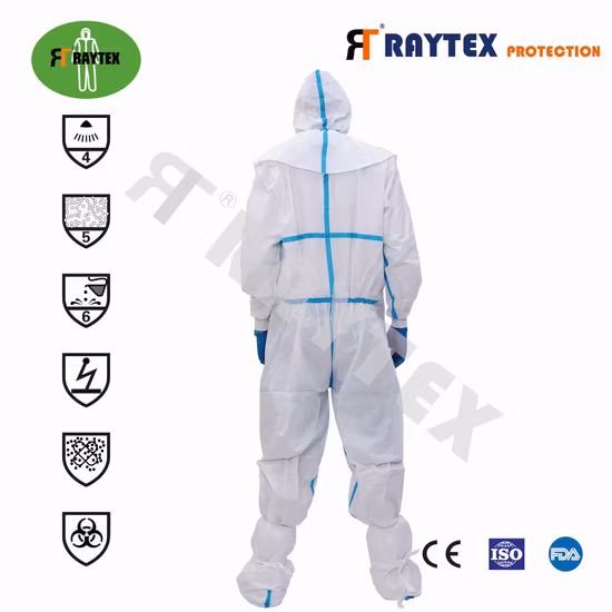 Combinaison jetable non tissée en polypropylène blanc Type 4/5/6, sécurité étanche, SMS, Protection microporeuse, combinaison EPI