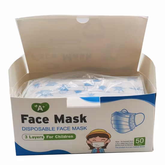 Ventes chaudes de haute qualité production de masse OEM personnalisé jetable 3 plis non tissé Spundond + Meltblown + Spundond masque bleu