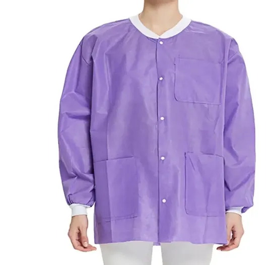 Blouse de laboratoire jetable microporeuse SMS en polypropylène PP non tissé blanc dentaire médical chirurgical direct d'usine