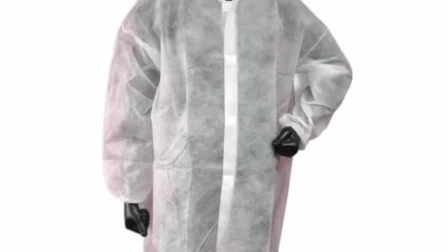 Blouse de laboratoire de protection à manches longues non tissées jetables avec col