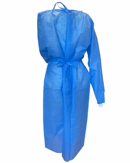 Robe d'isolement bleue non tissée imperméable jetable d'EPI