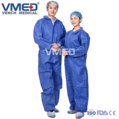 SMS imperméable imperméable microporeux chimique/industrie/hôpital/laboratoire/combinaison jetable non tissée de sécurité, combinaison jetable non tissée